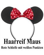 Haarreif Maus Rote Schleife mit weißen Punkten, zu Hen Night, Hen Party und Junggesellinnenabschied