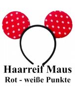 Haarreif Maus Rot mit weißen Punkten, zu Hen Night, Hen Party und Junggesellinnenabschied