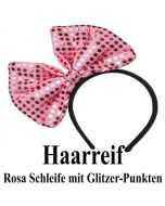 Haarreif mit-rosa Schleife und Glitzer-Punkten, zu Hen Night, Hen Party und Junggesellinnenabschied