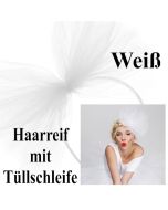 Haarreif mit-Schleife aus Tüll, Weiß, zu Hen Night, Hen Party und Junggesellinnenabschied