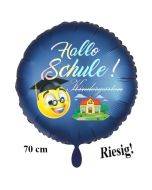 Hallo Schule! Kindergarten aus.. Luftballon aus Folie, 70 cm, inklusive Helium, Satin de Luxe, blau