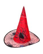 Hexenhut, rot mit Spinnweben zu Halloween