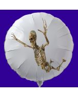 Halloween Luftballon aus Folie, weißer Rundballon mit Skelett, inklusive Helium