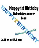 Banner Happy 1st Birthday, blau