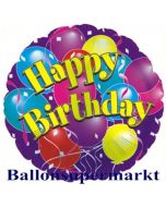 Happy Birthday mit Luftballons Folien-Luftballon, ungefüllt