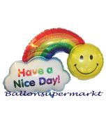 Have a Nice Day Luftballon mit Ballongas, Smiley und Regenbogen wünschen einen schönen Tag