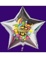 Helau, Luftballon aus Folie, Folienballon mit Ballongas, Sternballon silber zu Karneval