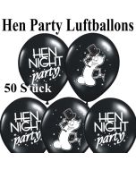 Hen Party Luftballons in Schwarz, 50 Stück