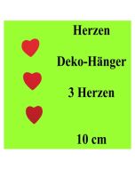 Herz-Dekohänger, 3 rote Herzen am Band, 10 cm Herzen, herzdekoration