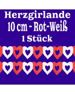 Herzgirlande Rot-Weiß, 3 Meter lang, 10 cm Durchmesser