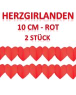 Herzgirlanden Rot, 10 cm, 3 Meter, 2 Stück