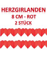 Herzgirlanden Rote, 8 cm, 2 Stück