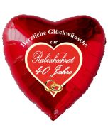 Herzliche Glückwünsche zur Rubinhochzeit, roter Herzluftballon, Geschenk zum 40. Hochzeitstag