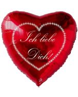 Herzluftballon in Rot " Ich liebe Dich!" Sternchenherz