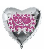 zur Silbernen Hochzeit, Herzluftballon aus Folie in Silber 25 Jahre