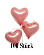 100 Stück Herzluftballons Rosegold Metallic, 26 cm