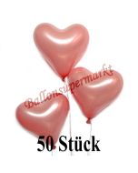 50 Stück Herzluftballons Rosegold Metallic, 26 cm