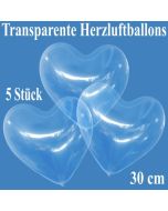 Luftballons in Herzform, transparent, 30 cm, 5 Stück