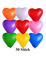 Herzluftballons, 8-12 cm, bunt gemischt, 50 Stück
