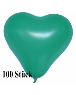 Herzluftballons 12-14 cm, Grün, 100 Stück