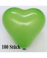 Herzluftballons, 8-12 cm, grün, 100 Stück