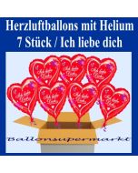 ch liebe dich, 7 Stück Herzluftballons aus Folie mit Herzen