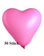Herzluftballons, 8-12 cm, rosa, 50 Stück