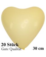 Herzluftballons Elfenbein, Gute Qualität, 20 Stück, 30 cm