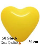 Herzluftballons Gelb, Gute Qualität, 50 Stück, 30 cm