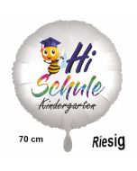 Hi Schule. Kindergarten aus. Luftballon aus Folie, 70 cm, inklusive Helium, Satin de Luxe, weiß