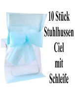 Stuhlhussen, Himmelblau, mit Schleife, 10 Stück