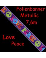 Folien-Banner Hippie-Party, Love Peace