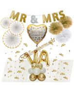 Personalisiertes Alles Gute zur Hochzeit Deko-Set zur Hochzeit in Gold und Weiß