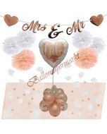 Alles Liebe zur Hochzeit Deko-Set zur Hochzeit in Rosegold und Weiß