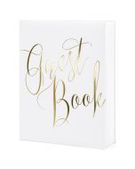 Handgemachtes Gästebuch, weiß mit goldener Aufschrift