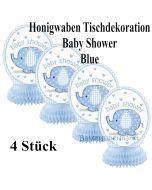 Baby Shower Blue, Honeycomb, Tischdekoration zu Babyparty und Geburt, Junge