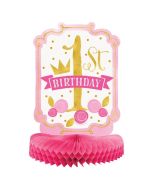 Honigwaben-Tischdeko 1st Birthday Pink & Gold zum 1. Geburtstag