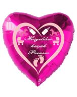 Herzluftballon in Pink, 45 cm "Hoşgeldin küçük Prenses"