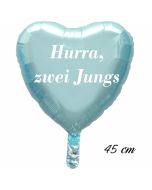 Hurra, zwei Jungs Luftballon. 45 cm inklusive Helium