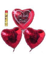 Ich liebe dich, schwebende Helium Luftballons, Bouquet 14, inklusive Heliumdose