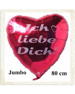 Riesiger, roter Herzballon mit Helium, Ich liebe Dich!