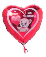 In Liebe zum Valentinstag, roter Herz-Luftballon aus Folie mit Helium Ballongas, Liebesgrüße, Ballongrüße