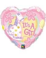 It's a Girl Herzluftballon zu Babyparty, Geburt und Taufe inklusive Helium