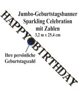 Jumbo-Geburtstagsbanner Sparkling Celebration Birthday mit Zahlen zum Ei