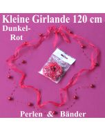 Kleine Girlande aus Perlen und Bändern in Dunkelrot, Dekoration Hochzeit, Tischdeko Hochzeit