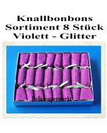 Knallbonbons Sortiment Violett Glitter 8 Stück