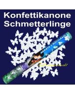 Konfettikanone mir weißen Schmetterlingen