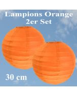 Lampions Orange, 30 cm, 2er Set