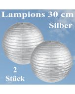 Lampions Silber, 30 cm, 2 Stück Set