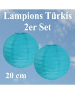 Lampions Türkis, 20 cm, 2er Set